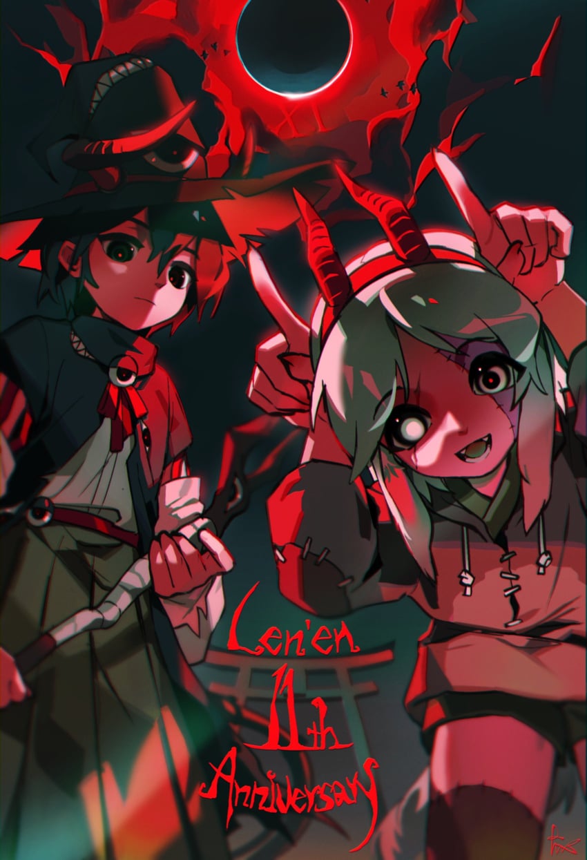 enraku tsubakura and houlen yabusame (len'en) drawn by favnvs_(s910a_ib6)