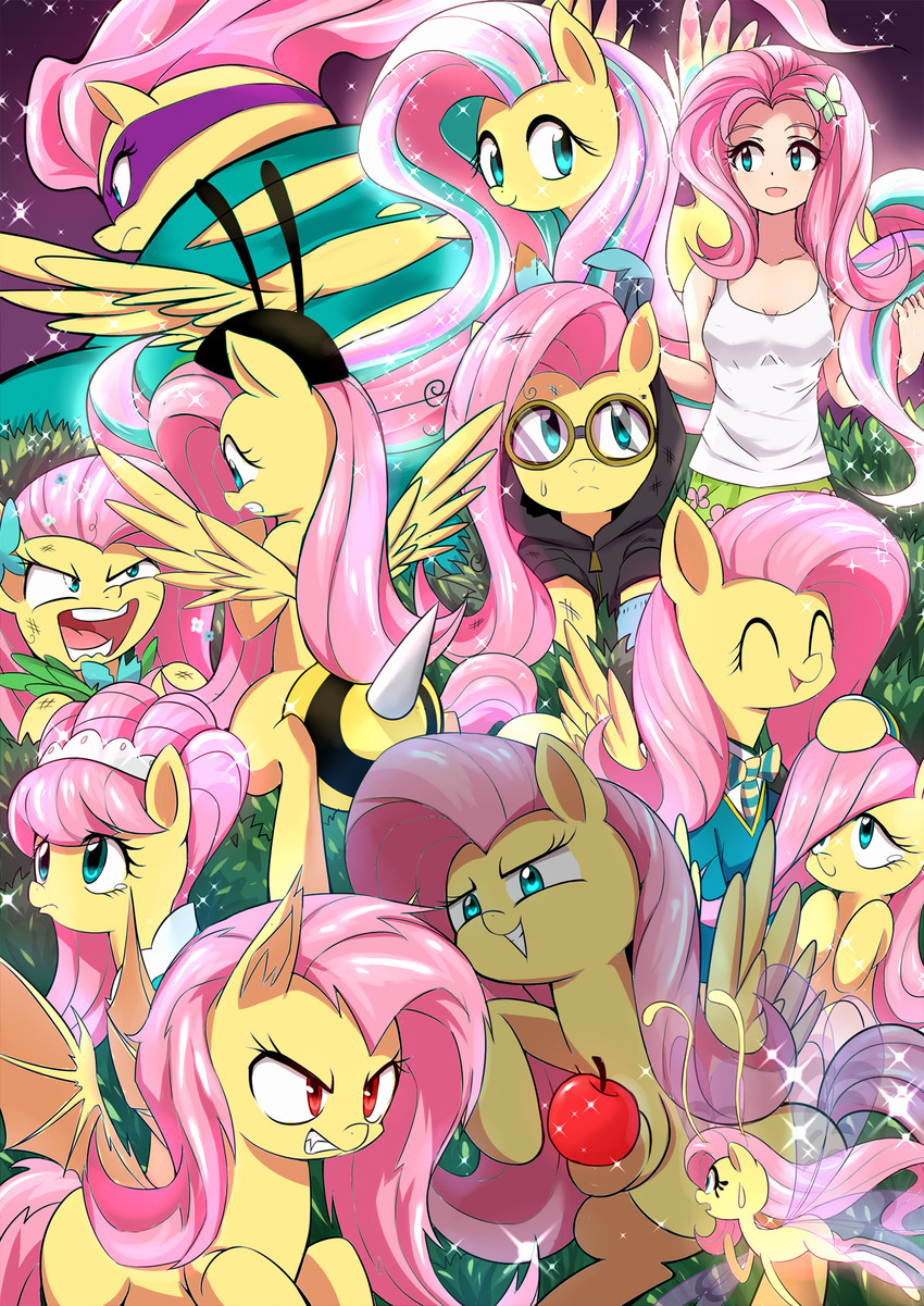 fluttershy, flutterbat, and saddle rager (my little pony and 2 more) drawn by caibao_return