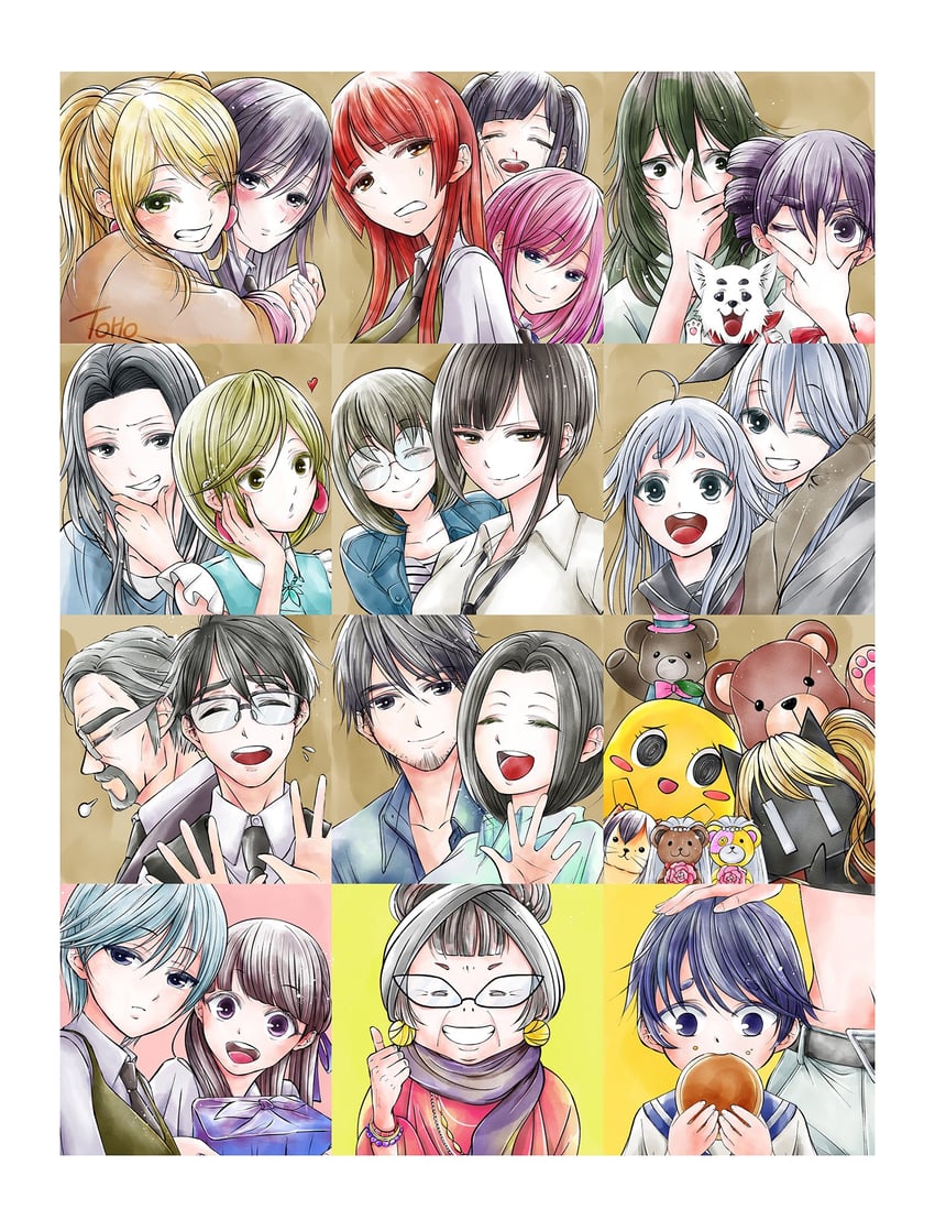 aihara yuzu, aihara mei, taniguchi harumi, mizusawa matsuri, aihara ume, and 17 more (citrus) drawn by toho_7