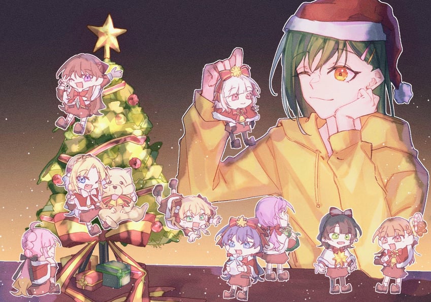 hinoshita kaho, fujishima megumi, otomune kozue, murano sayaka, yugiri tsuzuri, and 5 more (love live! and 1 more) drawn by hoshiji
