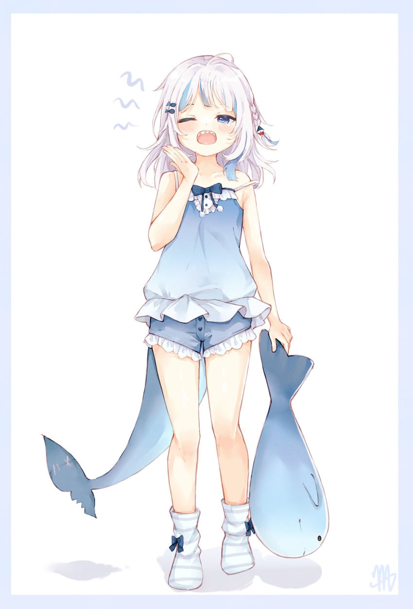 gawr gura (hololive and 1 more) drawn by ma_draws
