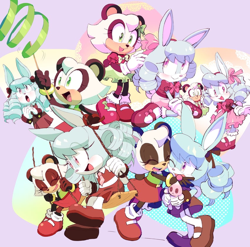 neutral chao, anya the rabbit, and kimmy the panda (original and 1 more) drawn by drawloverlala