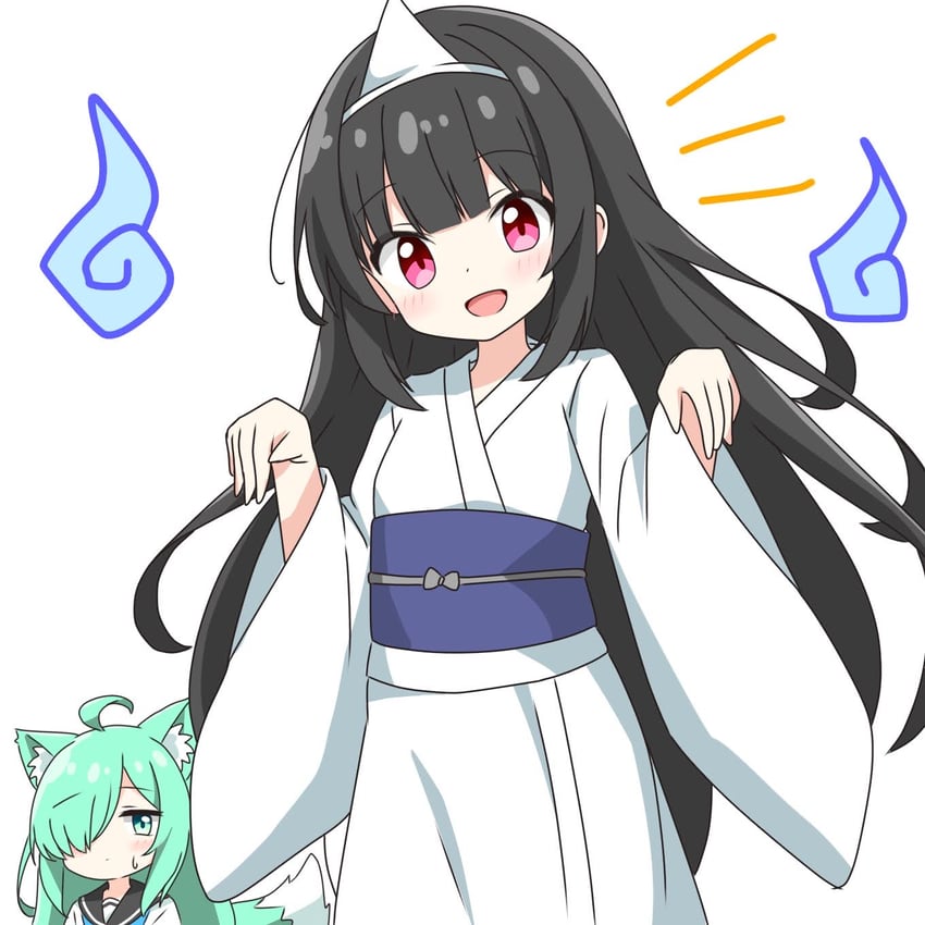 green-haired fox girl (original) drawn by kotatsu-mazoku