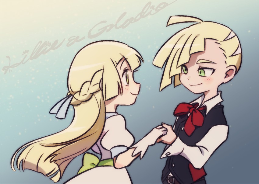 lillie and gladion (pokemon and 1 more) drawn by ukata