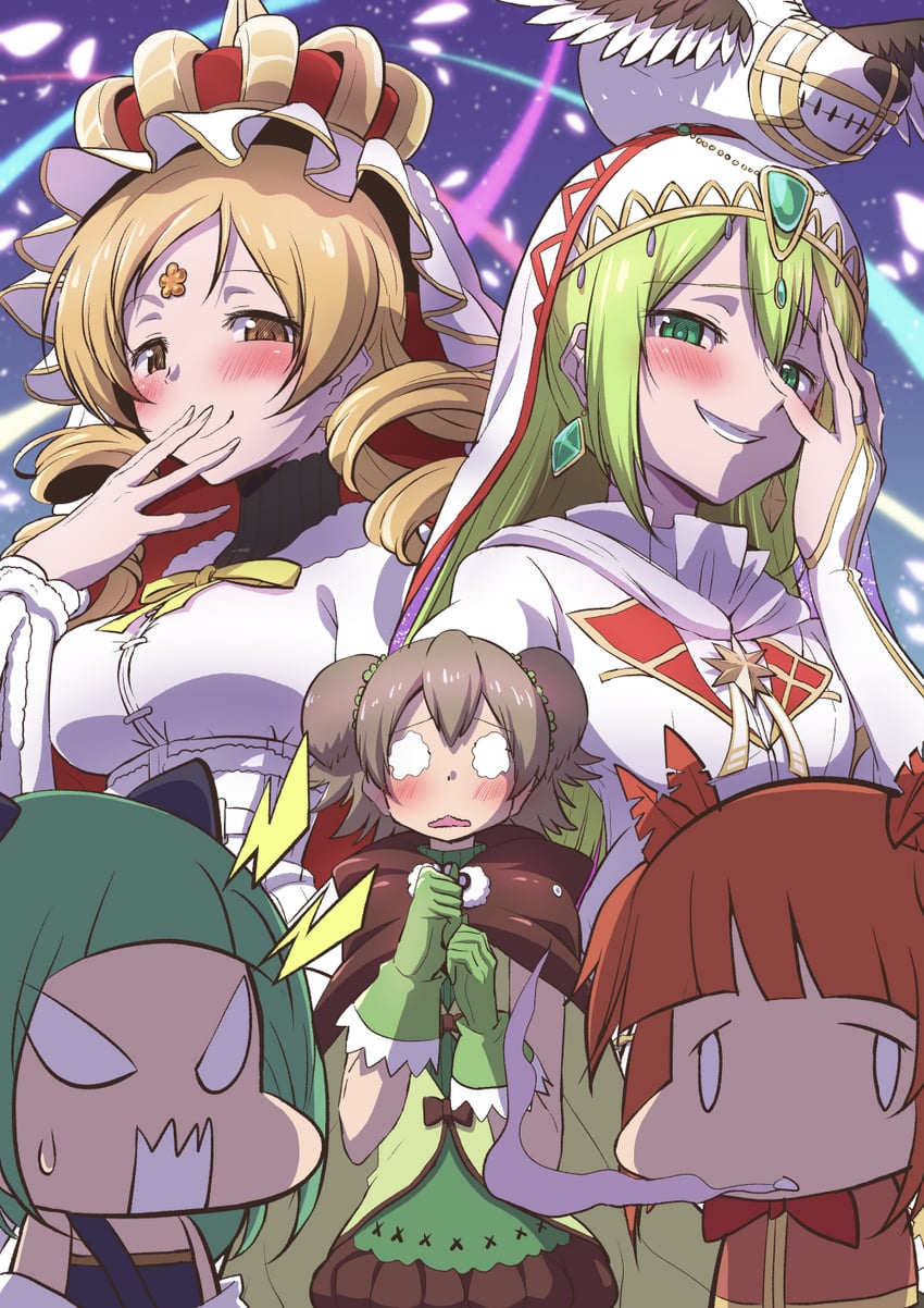tomoe mami, alina gray, akino kaede, holy mami, miyako hinano, and 2 more (mahou shoujo madoka magica and 1 more) drawn by touyu_(yuruyuruto)