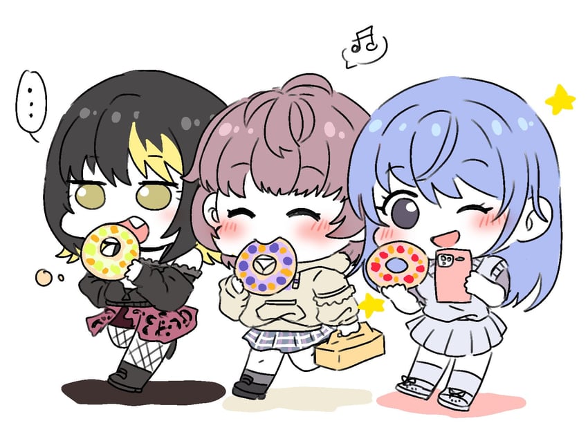 ikaruga luca, suzuki hana, and ikuta haruki (idolmaster and 1 more) drawn by artisansg_lily