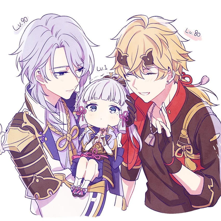 kamisato ayaka, kamisato ayato, and thoma (genshin impact) drawn by moya_(oxygen_tk910)