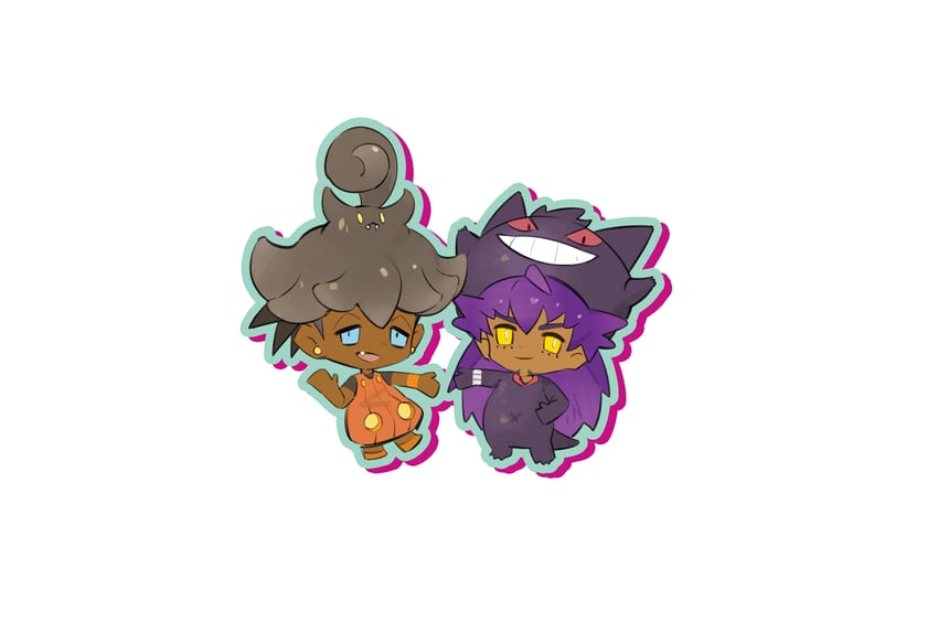 leon, raihan, gengar, and pumpkaboo (pokemon and 1 more) drawn by lee999nine