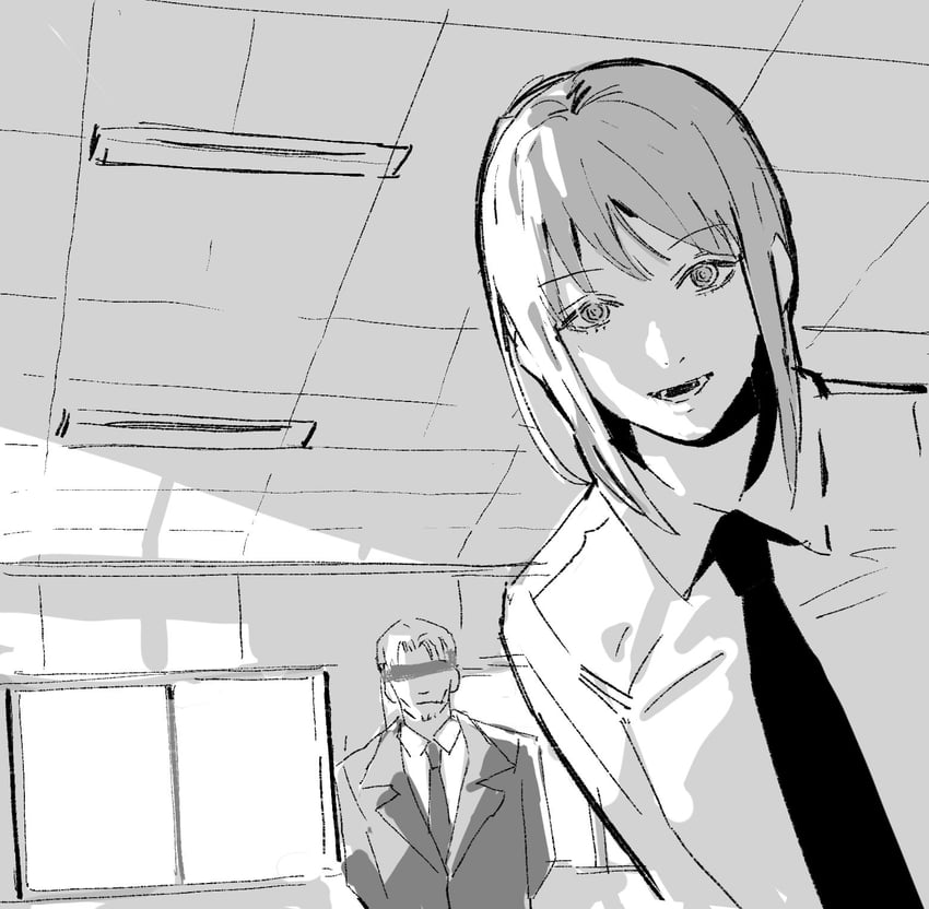 makima and kishibe (chainsaw man and 2 more) drawn by riki_(riki_unc)