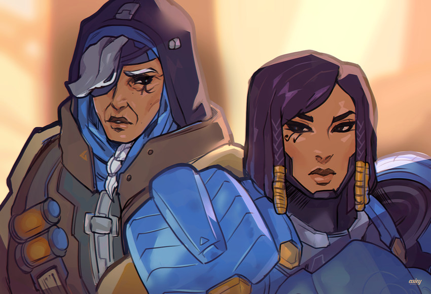 pharah and ana (overwatch and 1 more) drawn by cinnabarbie