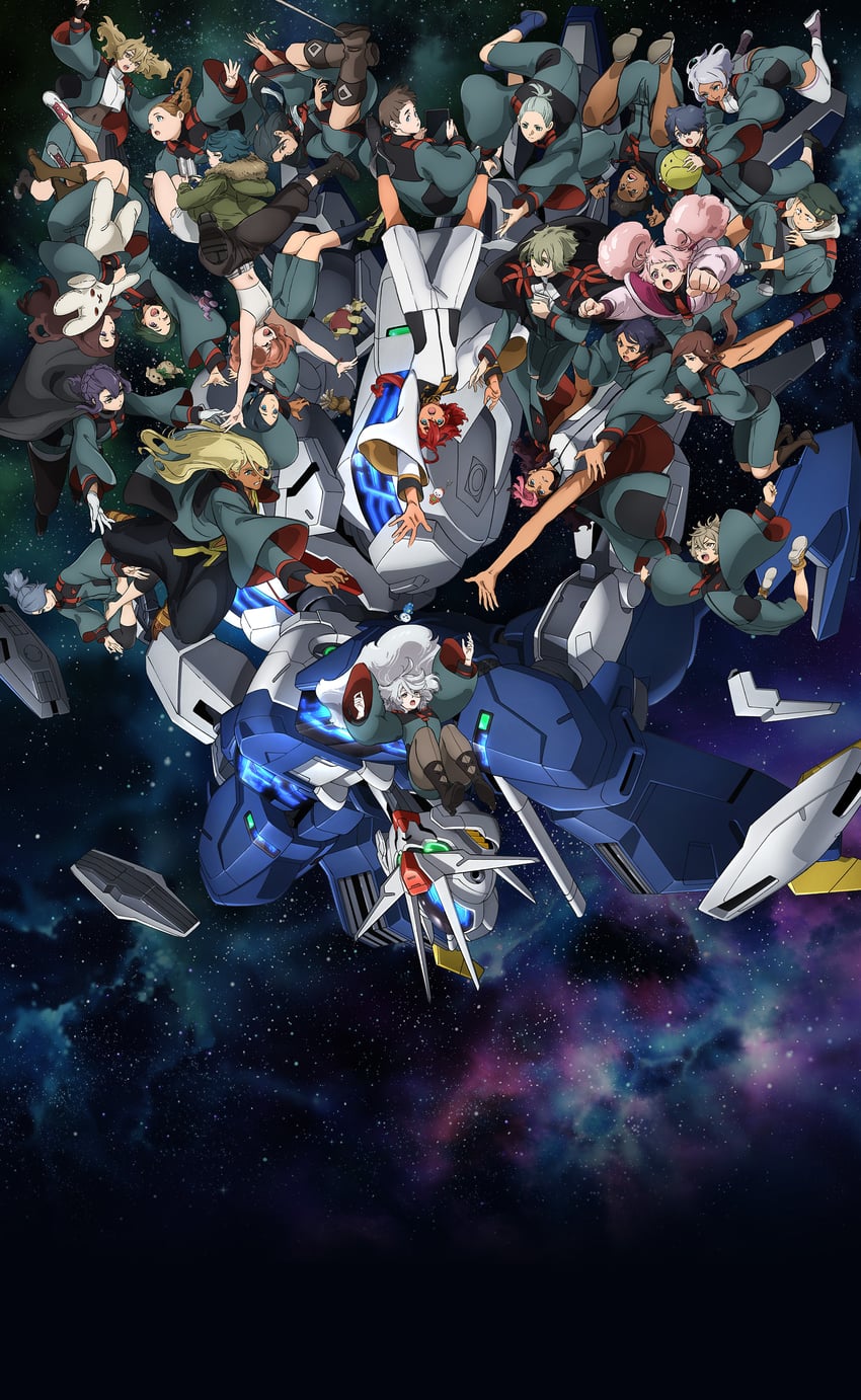suletta mercury, miorine rembran, haro, secelia dote, guel jeturk, and 23 more (gundam and 1 more)