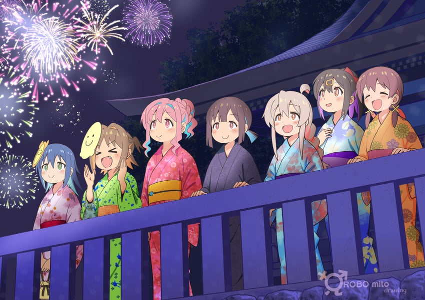 oyama mahiro, oyama mihari, hozuki momiji, oka asahi, murosaki miyo, and 2 more (onii-chan wa oshimai!) drawn by robomito