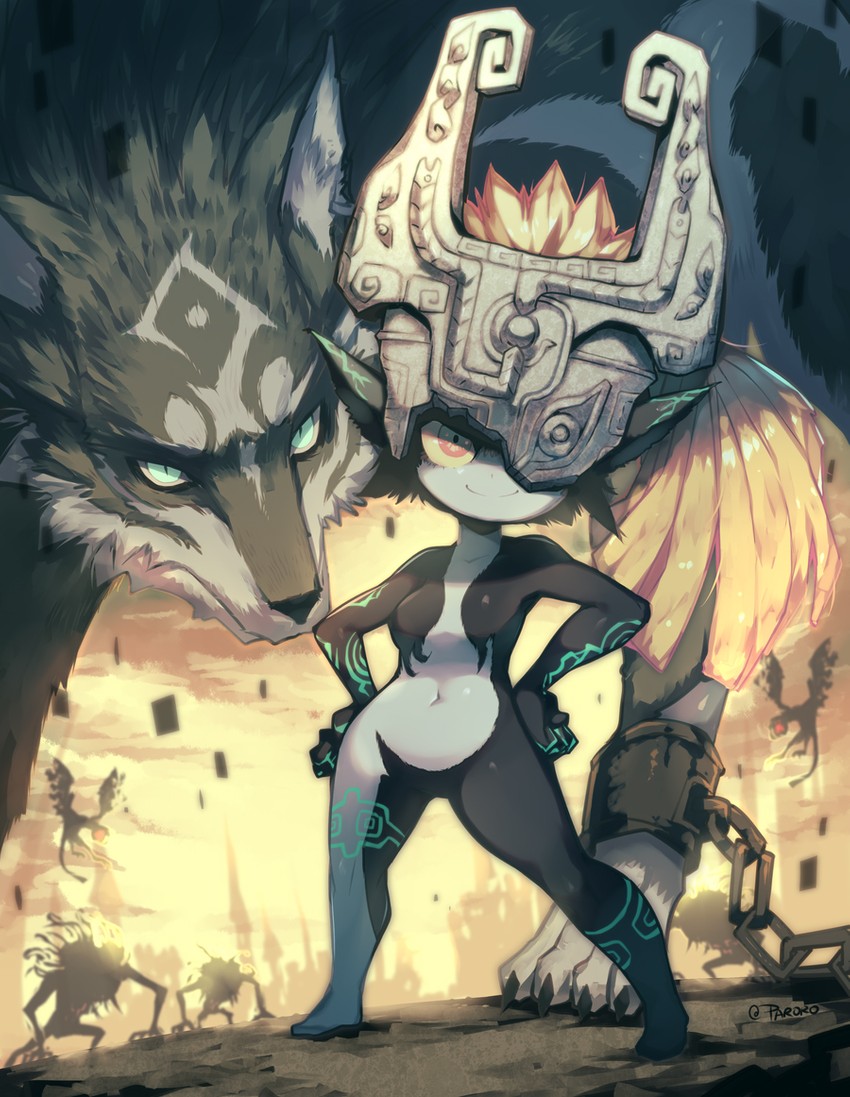 link, midna, and wolf link (the legend of zelda and 1 more) drawn by parororo