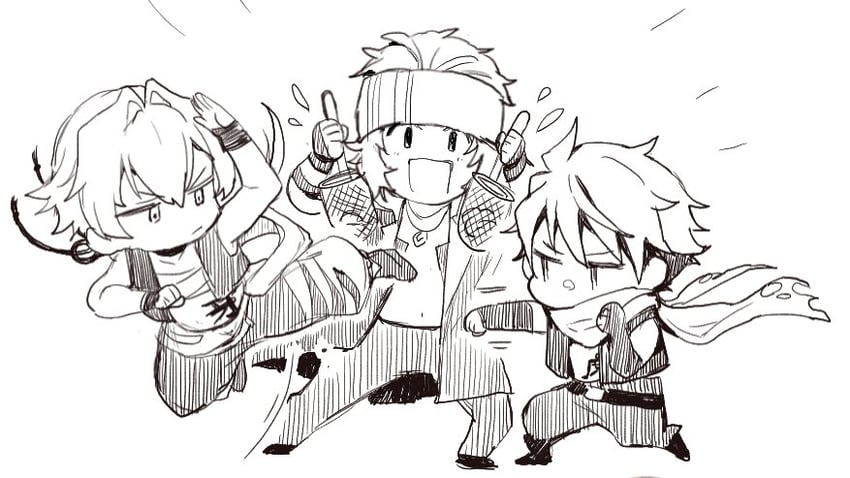 kizaki ren, taiga takeru, and enjoji michiru (idolmaster and 1 more) drawn by banchi_(bantyanizumu)