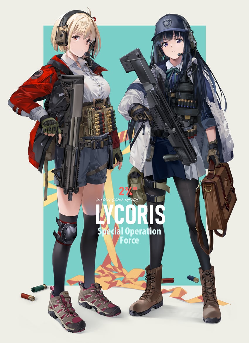 nishikigi chisato and inoue takina (lycoris recoil) drawn by neko_(yanshoujie)