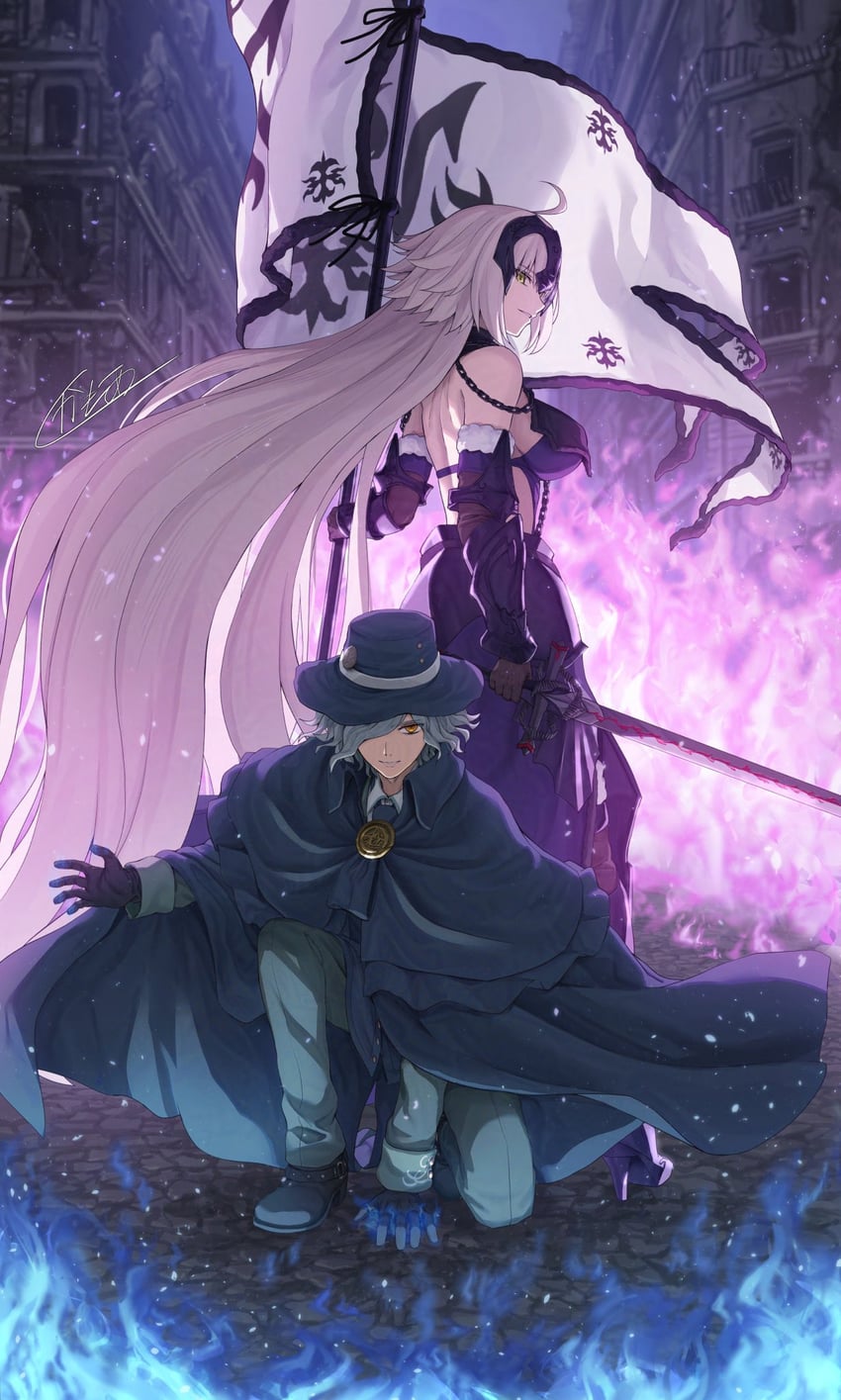 jeanne d'arc alter and edmond dantes (fate and 1 more) drawn by kamo_ashi