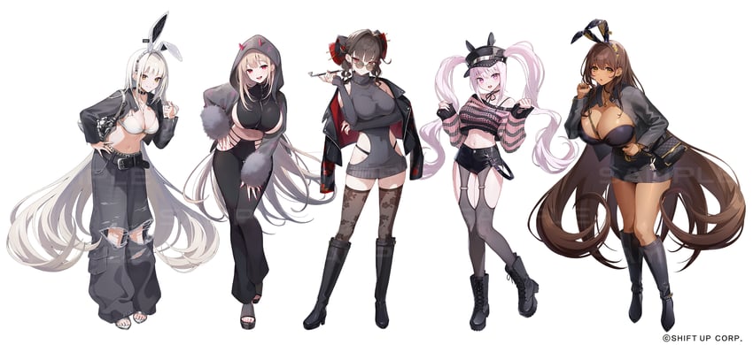 alice, viper, noir, blanc, and sakura (goddess of victory: nikke and 1 more) drawn by hakasesuicchi