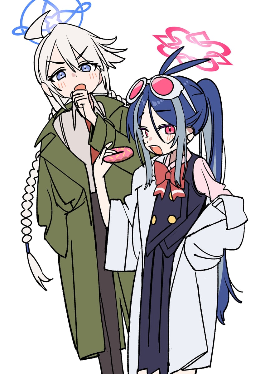 fubuki, kirino, dick gumshoe, and ema skye (blue archive and 2 more) drawn by je_o_mo