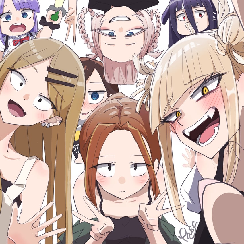 toga himiko, shidare hotaru, nanakusa nazuna, yamada tae, endou saya, and 2 more (boku no hero academia and 4 more) drawn by paso