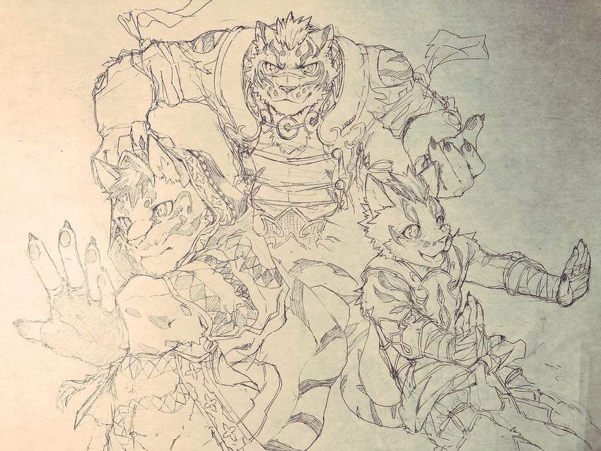 lin hu, likulau, and shu chi (nekojishi) drawn by indeigo15