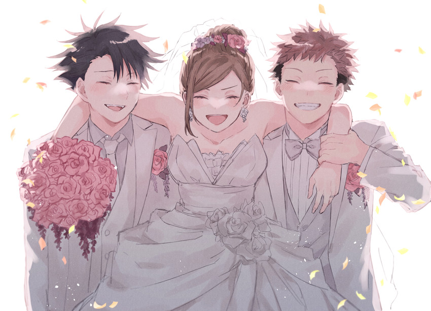 itadori yuuji, fushiguro megumi, and kugisaki nobara (jujutsu kaisen) drawn by orreo_ssk