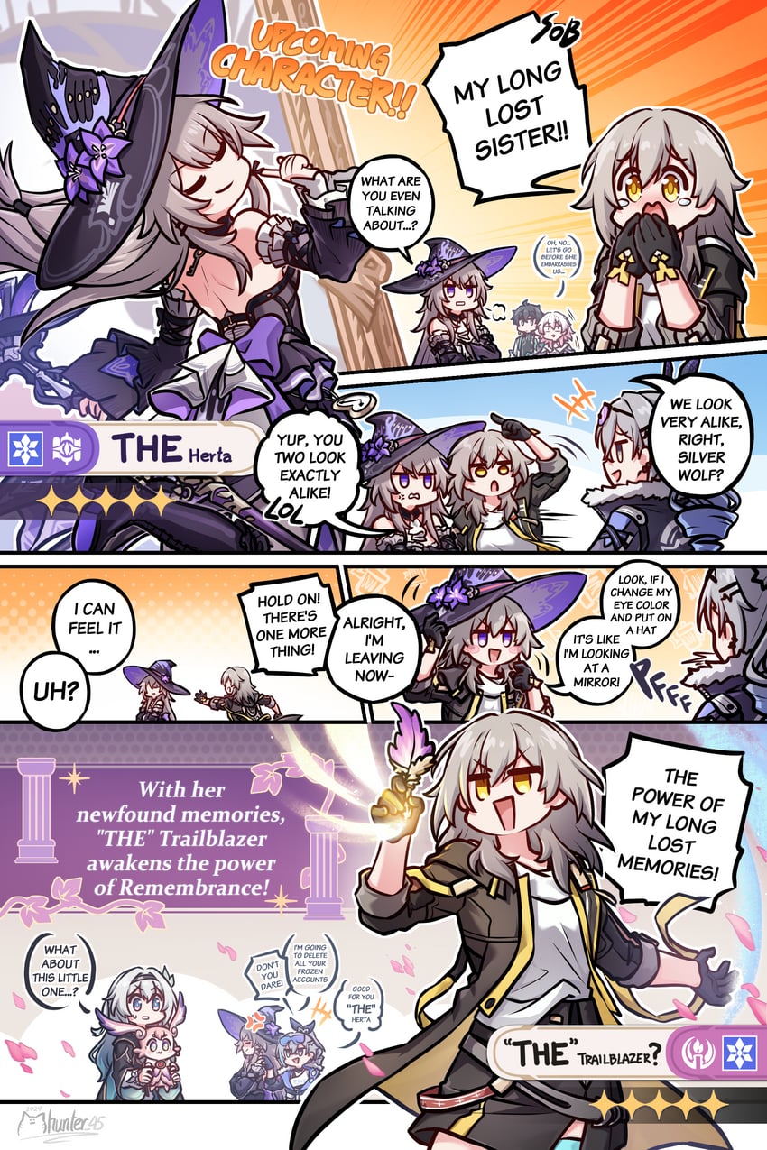 trailblazer, firefly, stelle, march 7th, silver wolf, and 4 more (honkai and 1 more) drawn by mhunter_45