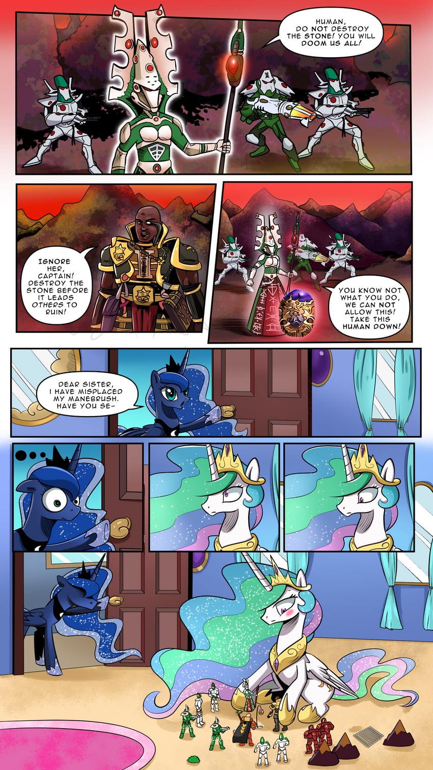 adeptus astartes, princess luna, princess celestia, and macha (warhammer 40k and 3 more) drawn by skikey