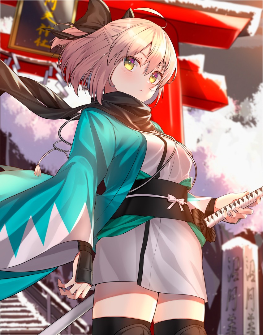 okita souji (fate and 2 more) drawn by jun_(aousa0328)