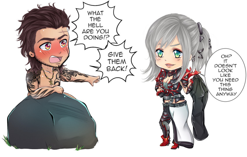 gladiolus amicitia and aranea highwind (final fantasy and 1 more) drawn by iwonn_(pixiv943160)