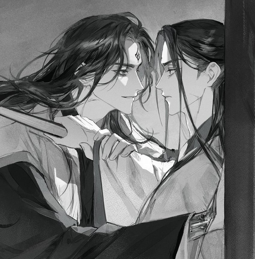 shen qingqiu and luo binghe (renzha fanpai zijiu xitong) drawn by chhiii_o_o