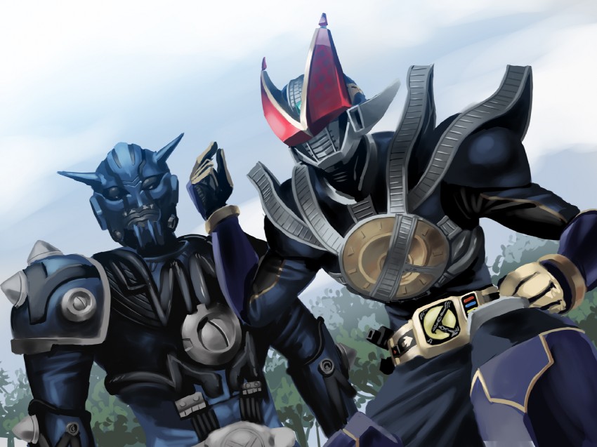 kamen rider new den-o and teddy (kamen rider and 1 more) drawn by obui