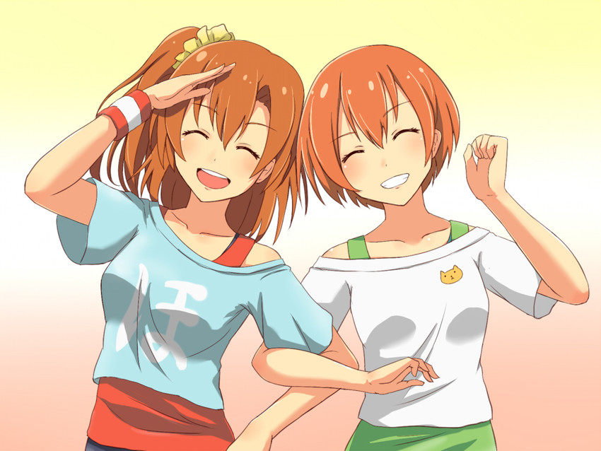kosaka honoka and hoshizora rin (love live! and 1 more) drawn by pochita_(pochitaiko)