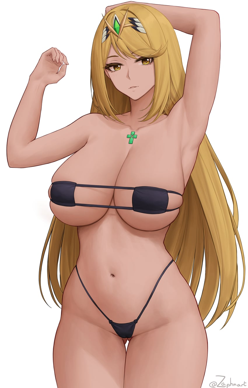 mythra (xenoblade chronicles and 1 more) drawn by zaphn