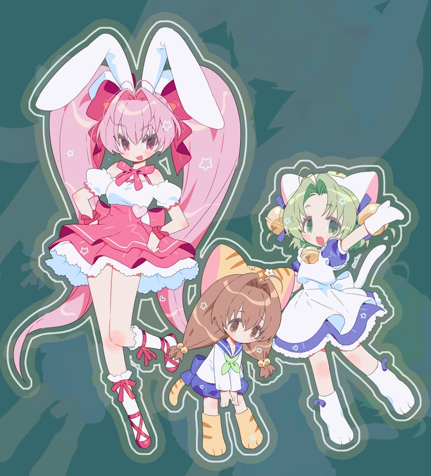 usada hikaru, dejiko, and puchiko (di gi charat) drawn by seoji