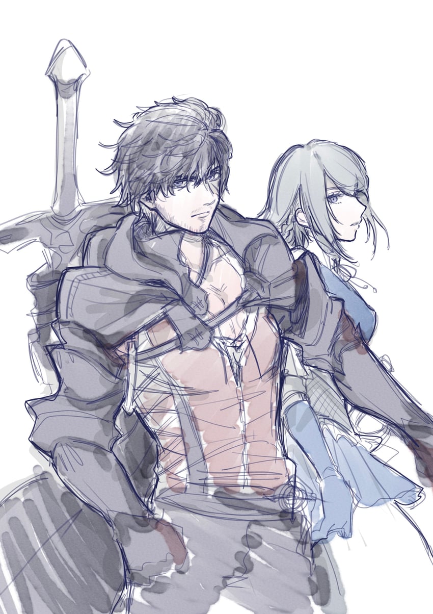 clive rosfield and jill warrick (final fantasy and 1 more) drawn by mimoza_(acacia_moc)