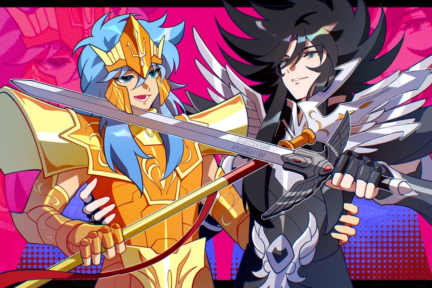 hades, poseidon, and julian solo (saint seiya) drawn by snowflake_(diodarja)