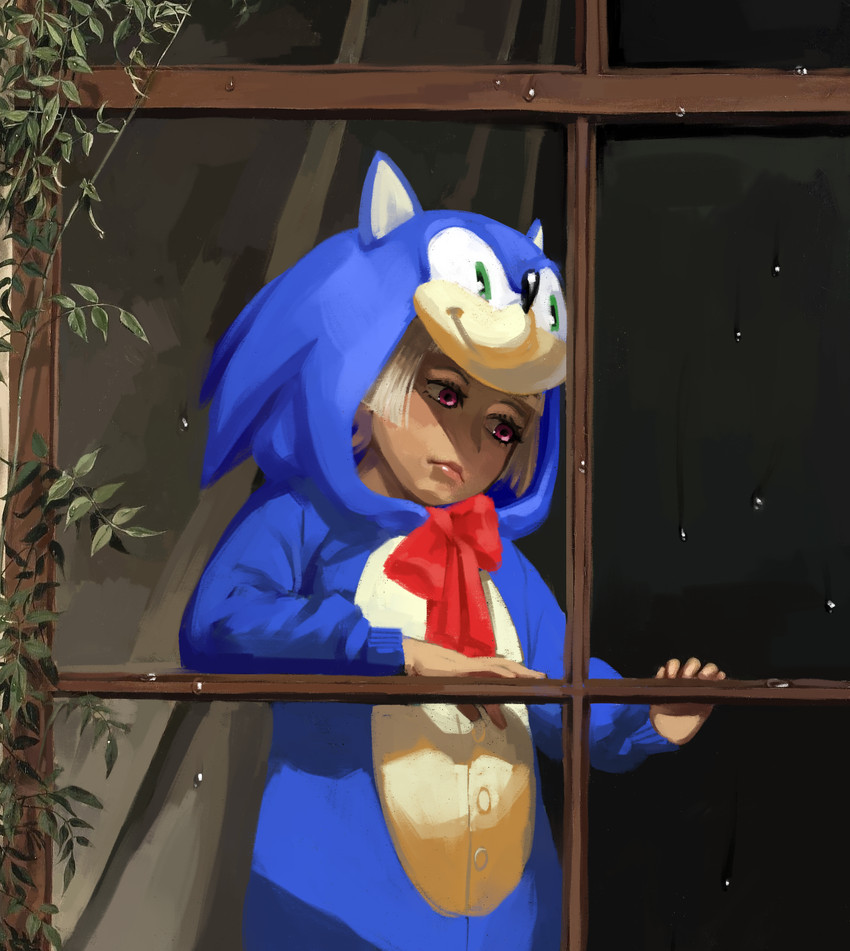 sonic the hedgehog and sayu (genshin impact and 1 more) drawn by oveipo