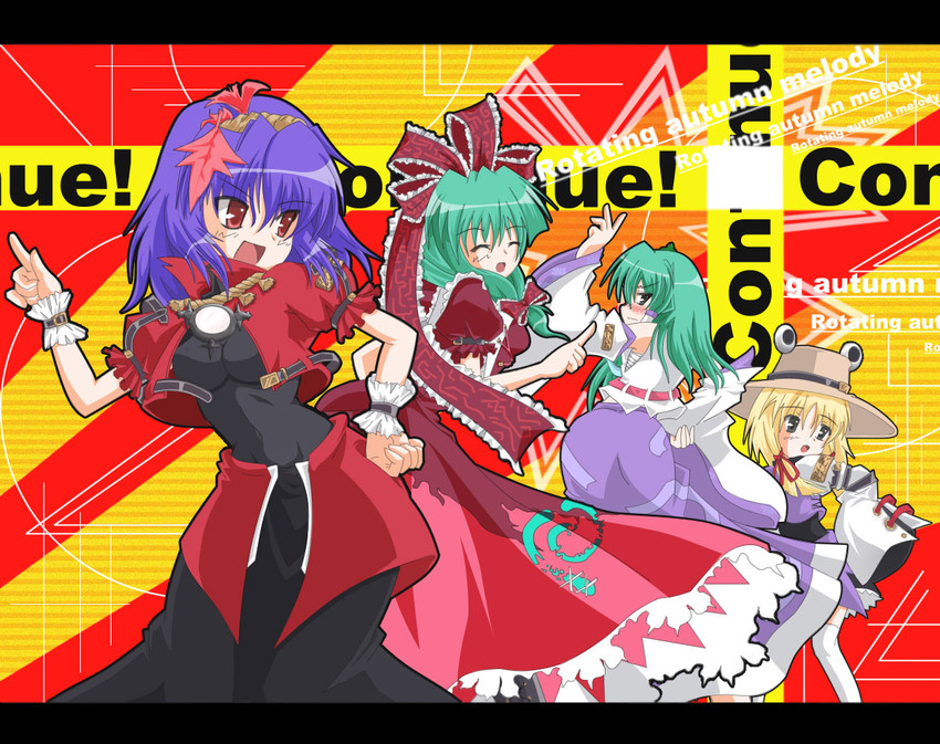 kochiya sanae, moriya suwako, yasaka kanako, and kagiyama hina (touhou and 2 more) drawn by auer