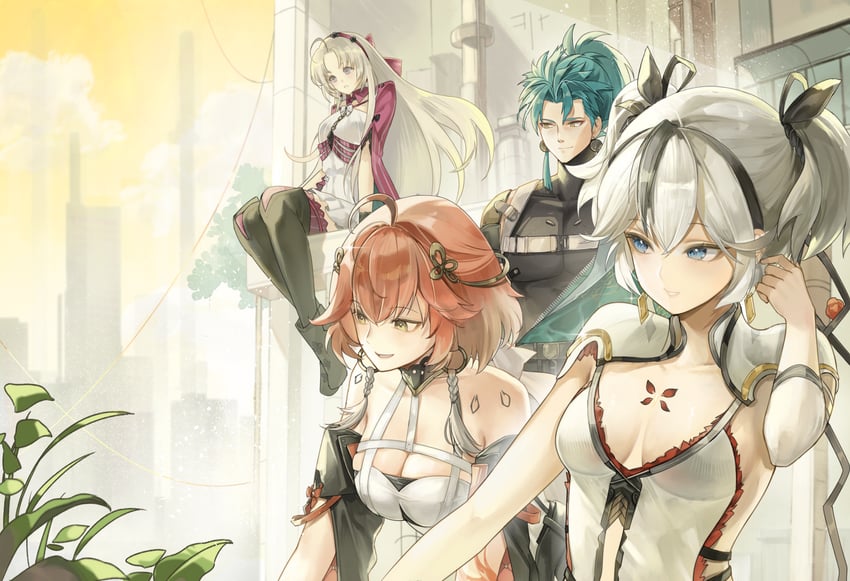 changli, camellya, carlotta, and jiyan (wuthering waves) drawn by rutewell