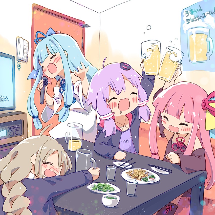 yuzuki yukari, kizuna akari, kotonoha akane, and kotonoha aoi (vocaloid and 1 more) drawn by ayakashi_(monkeypanch)