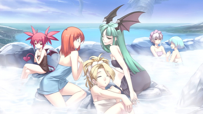 morrigan aensland, etna, shurelia, marlone, wuim, and 1 more (darkstalkers and 11 more) drawn by hirano_katsuyuki