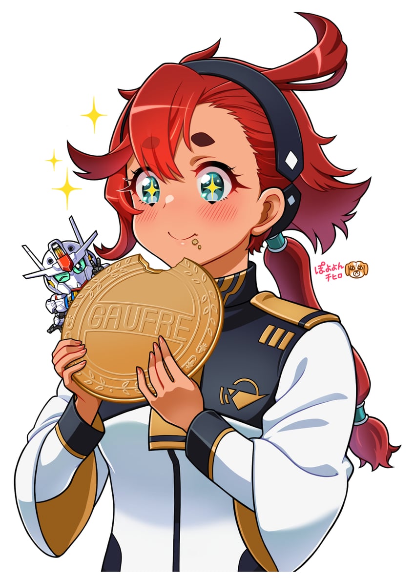 suletta mercury and gundam aerial (gundam and 2 more) drawn by poyoyon_chihiro