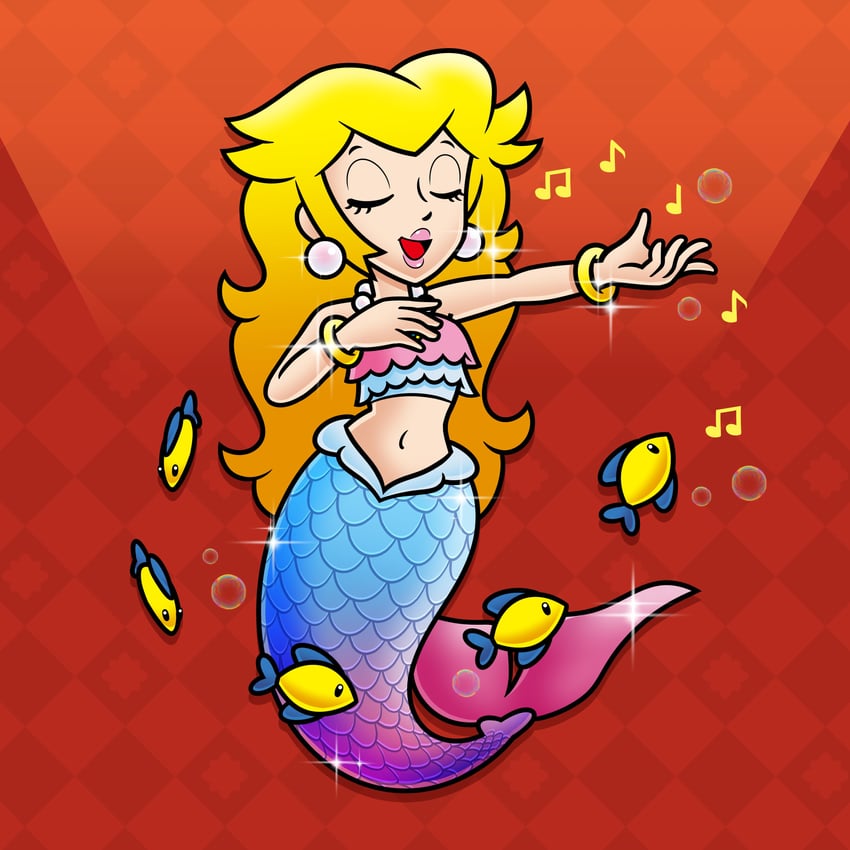 princess peach and mermaid peach (mario and 1 more) drawn by doc_shoddy