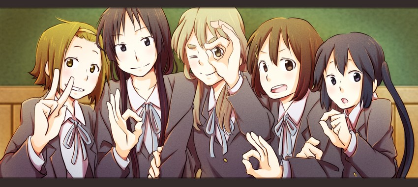 akiyama mio, nakano azusa, hirasawa yui, tainaka ritsu, and kotobuki tsumugi (k-on!) drawn by shakeda_mamoshirou