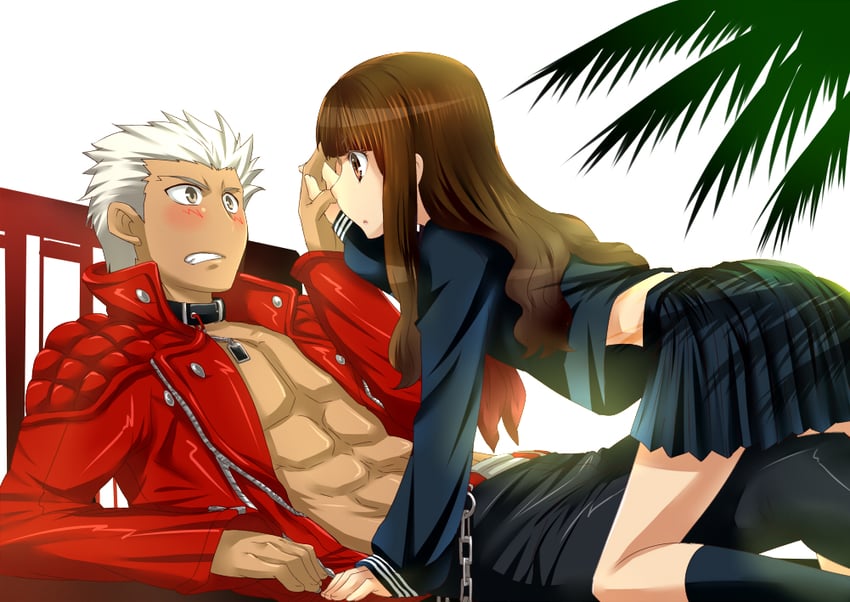 kishinami hakuno and archer (fate and 2 more) drawn by urako
