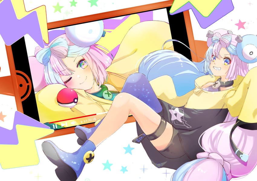 iono, rotom, and rotom phone (pokemon and 1 more) drawn by gacv5847