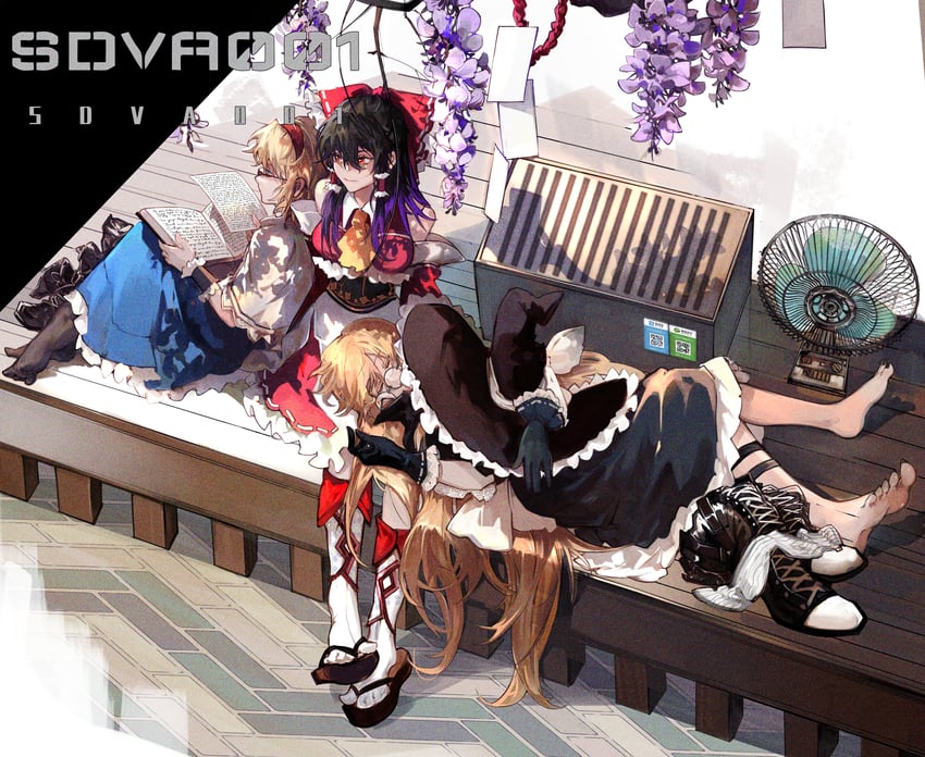 hakurei reimu, kirisame marisa, and alice margatroid (touhou) drawn by xiuchundao