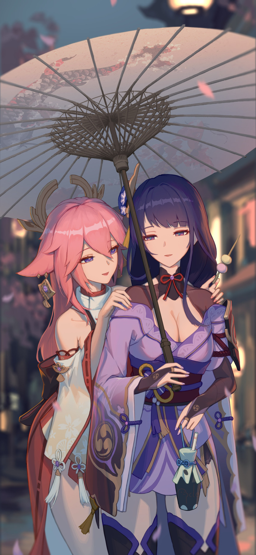 raiden shogun and yae miko (genshin impact) drawn by ancle_(aruncle)