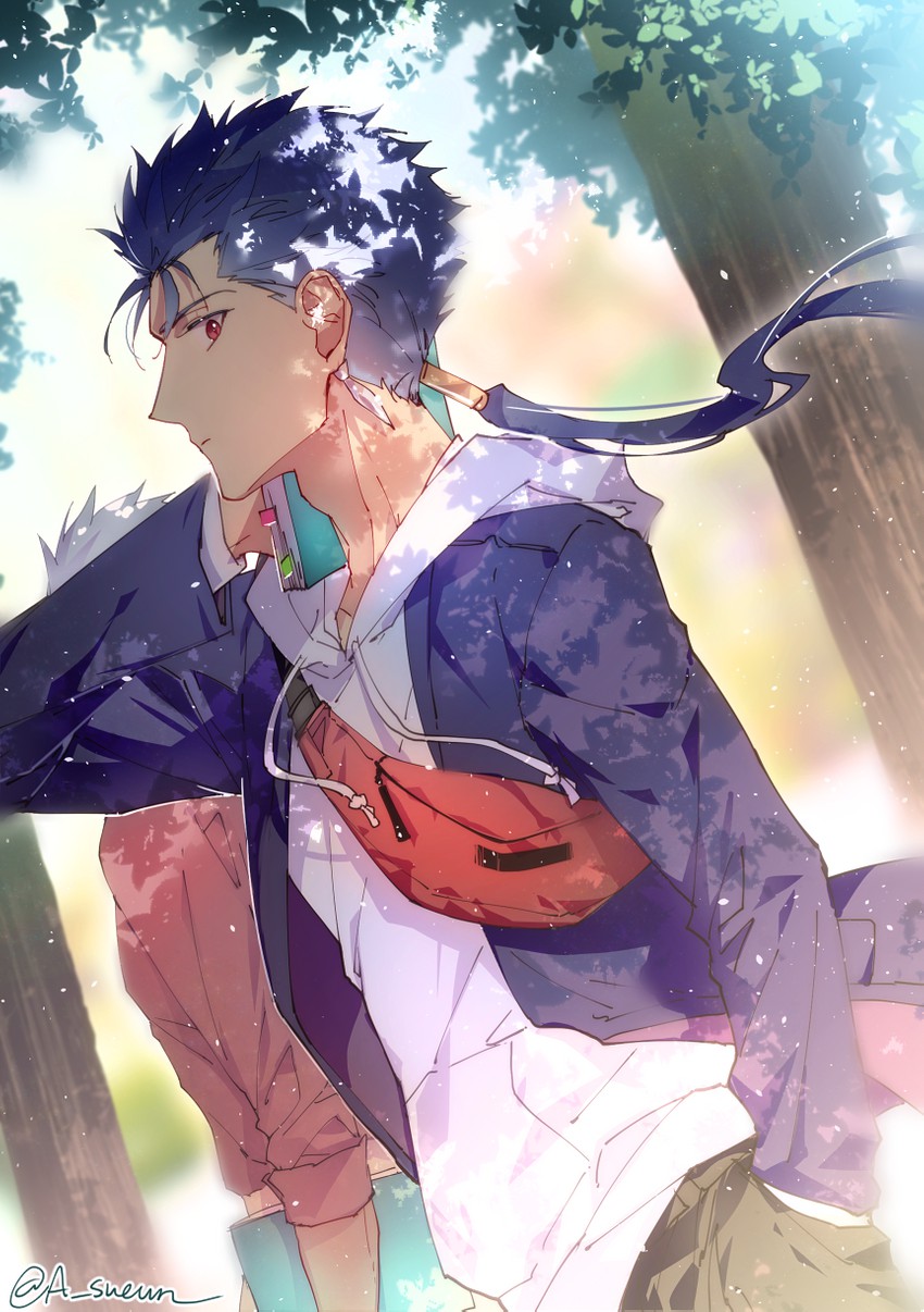 cu chulainn (fate and 1 more) drawn by h_sueun