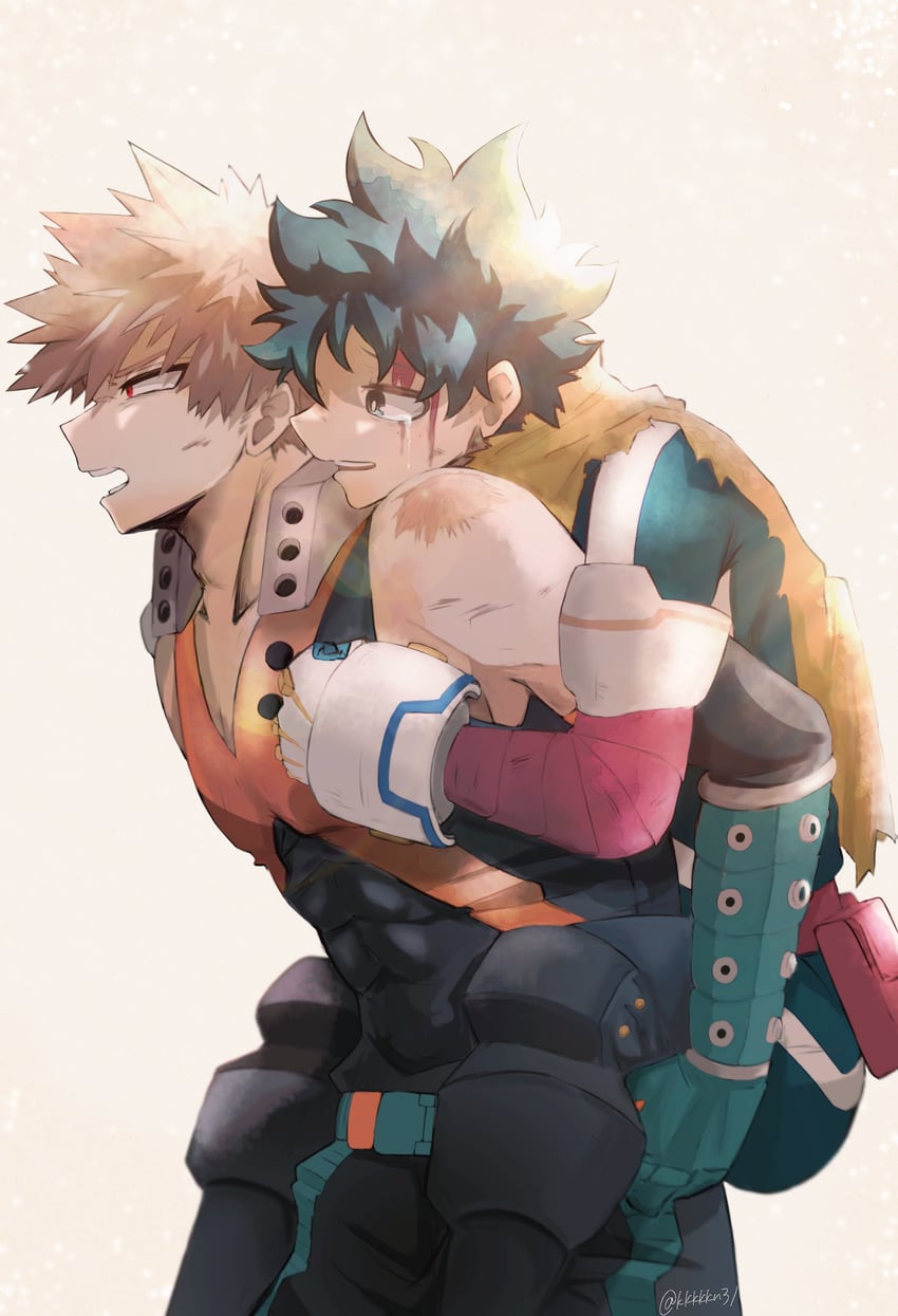 midoriya izuku and bakugou katsuki (boku no hero academia) drawn by kkkkkn31